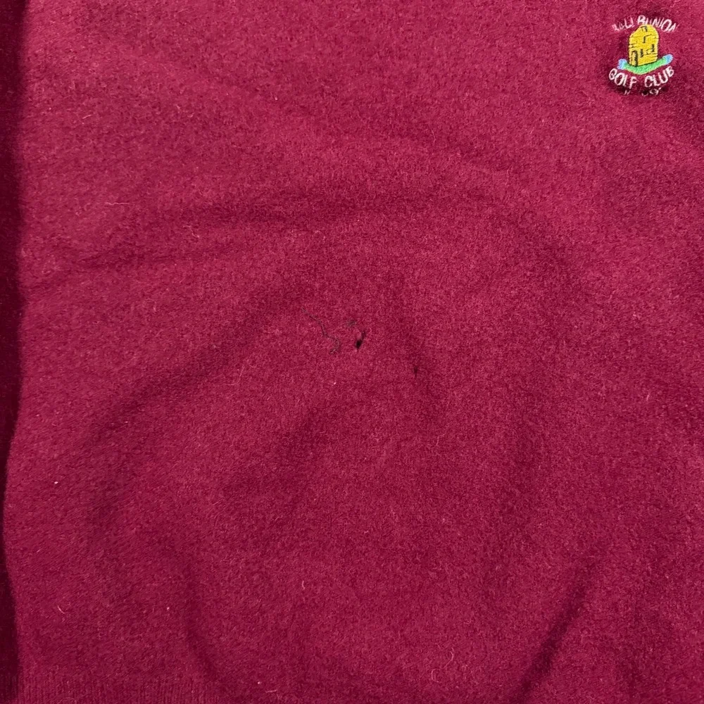 Vintage Peter Scott Lambswool V-Neck Sweater Burgundy Old Reunion Golf Club